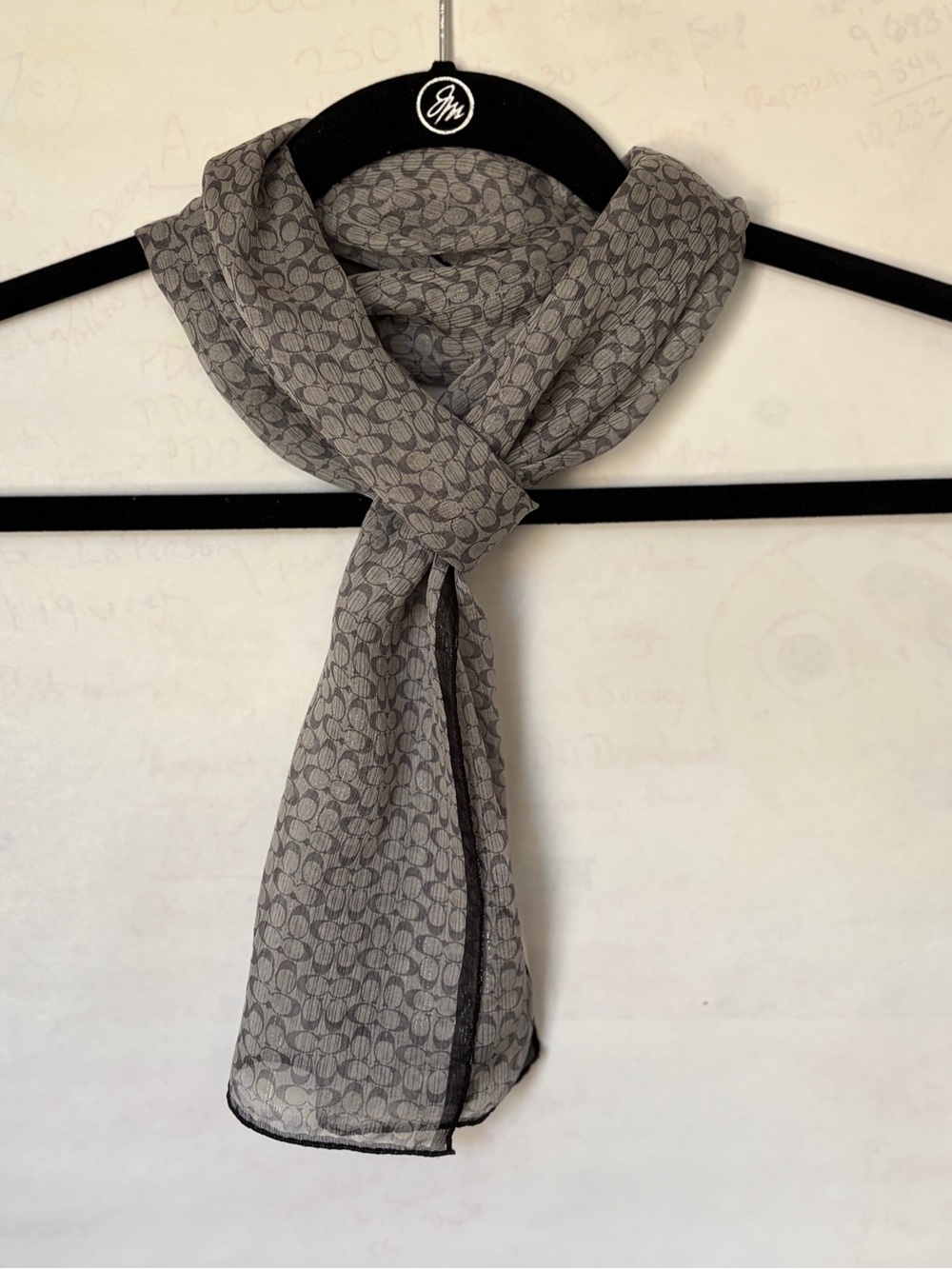 Coach Sheer Signature Print Scarf in Gray